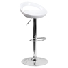 Plastic Adjustable Height Barstool - Backless, White - FLSH-CH-TC3-1062-WH-GG