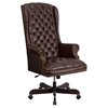 Leather Executive Swivel Office Chair - High Back, Button Tufted, Brown - FLSH-CI-360-BRN-GG