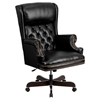 Leather Executive Swivel Office Chair - High Back, Nailhead, Black - FLSH-CI-J600-BK-GG