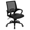 Swivel Task Chair - Mid Back, Black Leather Seat, Black Mesh Back - FLSH-CP-B176A01-BLACK-GG