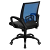 Swivel Task Chair - Mid Back, Black Leather Seat, Blue Mesh Back - FLSH-CP-B176A01-BLUE-GG