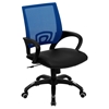Swivel Task Chair - Mid Back, Black Leather Seat, Blue Mesh Back - FLSH-CP-B176A01-BLUE-GG