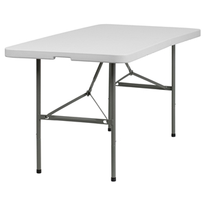 30" x 60" Rectangular Bi-Fold Table - Granite Plastic, Folding, White 
