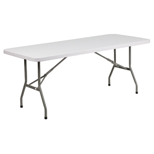 Rectangular Granite Plastic Folding Table - White 