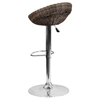 Adjustable Height Barstool - Rounded Back, Wicker, Brown - FLSH-DS-716-GG