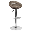 Adjustable Height Barstool - Rounded Back, Wicker, Brown - FLSH-DS-716-GG