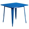 5 Pieces Square Metal Table Set - Stack Chairs, Blue - FLSH-ET-CT002-4-30-BL-GG