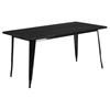 5 Pieces Rectangular Metal Table Set - Stack Chairs, Black - FLSH-ET-CT005-4-30-BK-GG