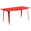 5 Pieces Rectangular Metal Table Set - Arm Chairs, Red - FLSH-ET-CT005-4-70-RED-GG