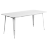 7 Pieces Rectangular Metal Table Set - Arm Chairs, White - FLSH-ET-CT005-6-70-WH-GG