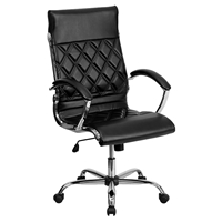 Leather Executive Swivel Office Chair - High Back Designer, Black