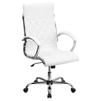 Leather Executive Swivel Office Chair - High Back Designer, White