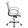 Leather Executive Swivel Office Chair - Mid Back Designer, Armrests, White - FLSH-GO-1297M-MID-WHITE-GG