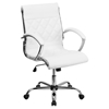 Leather Executive Swivel Office Chair - Mid Back Designer, Armrests, White - FLSH-GO-1297M-MID-WHITE-GG