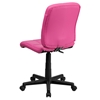Quilted Faux Leather Task Chair - Mid Back, Swivel, Pink - FLSH-GO-1691-1-PINK-GG