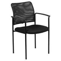 Mesh Comfortable Armchair - Stackable, Steel Frame, Black
