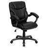 Leather Overstuffed Task Chair - Mid Back, Swivel, Black - FLSH-GO-724M-MID-BK-LEA-GG