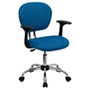 Mesh Swivel Task Chair - Mid Back, with Arms, Turquoise - FLSH-H-2376-F-TUR-ARMS-GG