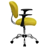 Mesh Swivel Task Chair - Mid Back, with Arms, Yellow - FLSH-H-2376-F-YEL-ARMS-GG