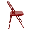 Hercules Series Metal Folding Chair - Triple Braced, Double Hinged, Red - FLSH-HF3-MC-309AS-RED-GG