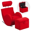 Hercules Series Fabric Rocking Chair - Storage Ottoman, Red - FLSH-LD-2025-RD-GG
