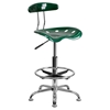 Vibrant Drafting Stool - Tractor Seat, Green and Chrome - FLSH-LF-215-GREEN-GG