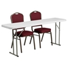 3 Pieces Folding Table Set - Crown Back Stack Chairs - FLSH-RB-1872-1-GG