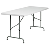 30" x 72" Granite Plastic Folding Table - Height Adjustable, White - FLSH-RB-3072ADJ-GG