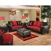 Riverstone Victory Lane Microfiber Sofa Set - Black and Cardinal - FLSH-RS-4170-04LS-SET-GG