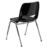 Hercules Series 16" Shell Stack Chair - Chrome Frame, Black - FLSH-RUT-16-BK-CHR-GG