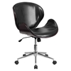 Mid Back Conference Chair - Black Leather, Mahogany, Swivel - FLSH-SD-SDM-2240-5-MAH-BK-GG
