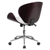 Mid Back Conference Chair - White Leather, Mahogany, Swivel - FLSH-SD-SDM-2240-5-MAH-WH-GG