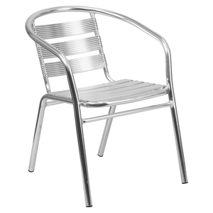 Stack Chair - Triple Slat Back, Integrated Arms, Aluminum 