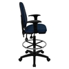 Mid Back Drafting Chair - Multi Functional, Adjustable Arm, Navy - FLSH-WL-A654MG-NVY-AD-GG