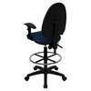 Mid Back Drafting Chair - Multi Functional, Adjustable Arm, Navy - FLSH-WL-A654MG-NVY-AD-GG