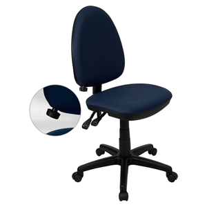 Mid Back Task Chair - Multi Functional, Adjustable Lumbar Support, Navy 