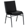 Hercules Series Leather Stack Chair - Black, Ganging Bracket - FLSH-XU-60153-BK-VYL-GG