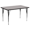 24" x 48" Activity Table - Gray Top, Adjustable Legs - FLSH-XU-A2448-REC-GY-H-A-GG