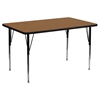 24" x 48" Activity Table - Adjustable Legs, Oak Thermal Fused Top - FLSH-XU-A2448-REC-OAK-T-A-GG