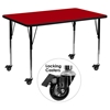 Mobile 24" x 48" Activity Table - Red Thermal Fused Top, Adjustable Legs - FLSH-XU-A2448-REC-RED-T-A-CAS-GG
