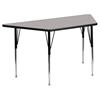 24" x 48" Trapezoid Activity Table - Gray Top, Adjustable Legs - FLSH-XU-A2448-TRAP-GY-H-A-GG