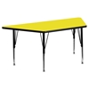 24" x 48" Trapezoid Preschool Activity Table - Yellow Top, Adjustable Legs - FLSH-XU-A2448-TRAP-YEL-H-P-GG