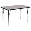 30" x 48" Activity Table - Adjustable Legs, Gray Top - FLSH-XU-A3048-REC-GY-H-A-GG