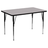 30" x 48" Activity Table - Gray Thermal Fused Top, Adjustable Leg - FLSH-XU-A3048-REC-GY-T-A-GG