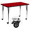 Mobile 30" x 48" Activity Table - Red Thermal Fused Top, Adjustable Legs - FLSH-XU-A3048-REC-RED-T-A-CAS-GG