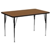 30" x 60" Activity Table - Adjustable Legs, Oak Top - FLSH-XU-A3060-REC-OAK-H-A-GG