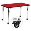 Mobile 30" x 60" Activity Table - Red Top, Adjustable Legs - FLSH-XU-A3060-REC-RED-H-A-CAS-GG