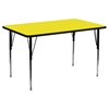 30" x 60" Activity Table - Adjustable Legs, Yellow Top - FLSH-XU-A3060-REC-YEL-H-A-GG