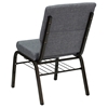Hercules Series Stacking Church Chair - Book Rack, Gray, Gold Vein - FLSH-XU-CH-60096-BEIJING-GY-BAS-GG