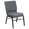 Hercules Series Stacking Church Chair - Book Rack, Gray, Gold Vein - FLSH-XU-CH-60096-BEIJING-GY-BAS-GG